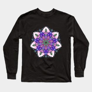 Leafy Purple Mandala Long Sleeve T-Shirt